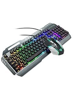 RAEGR RapidGear X70 USB Gaming Keyboard & Mouse Combo | Aluminum Body, Adjustable DPI, Rainbow Lighting