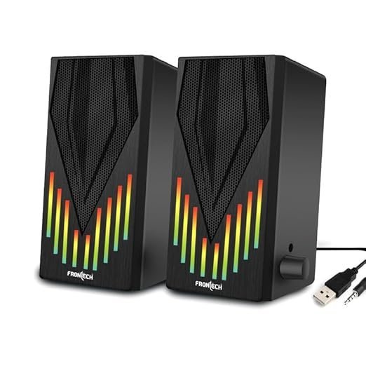 FRONTECH 2.0 USB Speakers with RGB Lights for PC, Laptop & Mobile